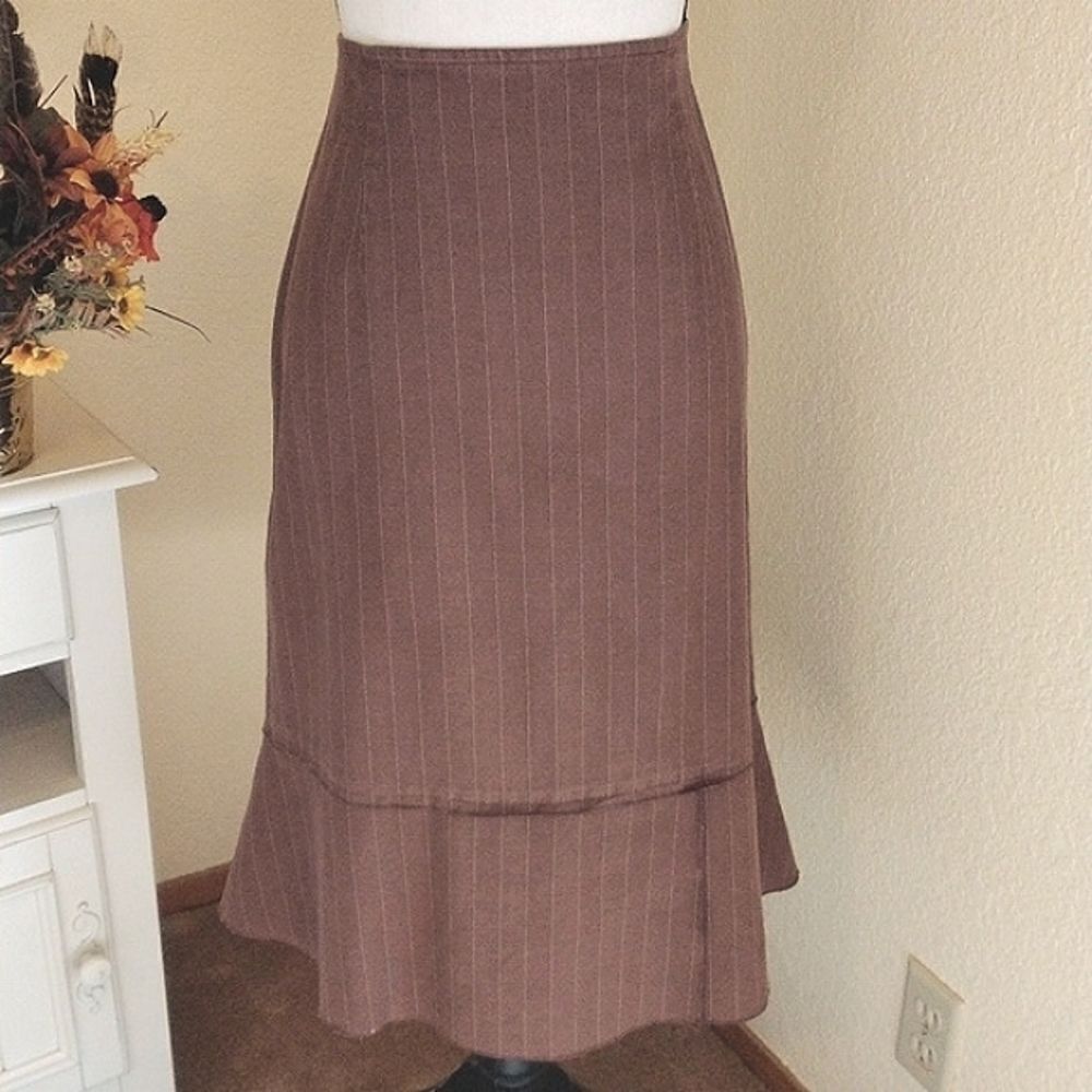 J. Jill Pin Striped Cotton/Linen Blend Skirt